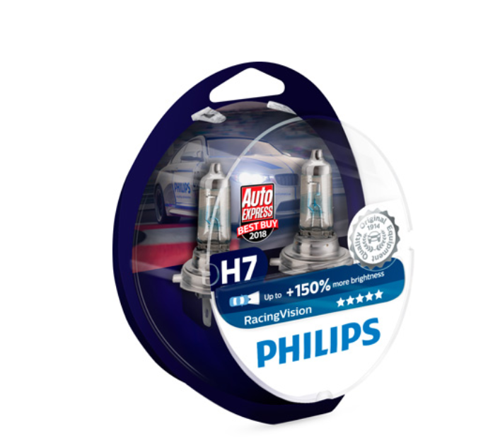 Крушка H7, 12V, 55W, тип фасунга: PX26D, серия: RacingVision Plus 150% PHILIPS