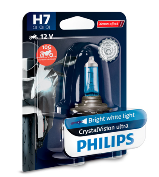 H7 PHILIPS 12V 55W PX26D Crystal Vision ultra Moto, white 3700K