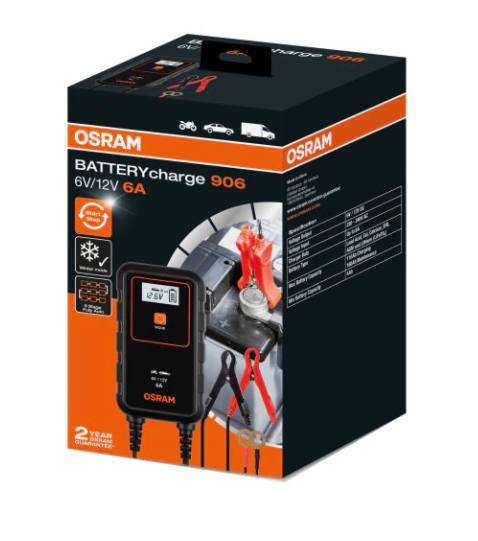 Зарядно за акумулатор Osram BATTERYcharge 906, 6A, 6V/12V, Съвместима система Start/Stop