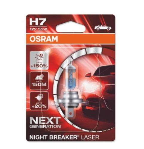 Крушка H7, 12V, 55W, цвят: бял, тип фасунга: PX26D, серия: Night Breaker Laser +150%