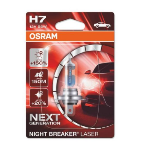 Крушка H7, 12V, 55W, цвят: бял, тип фасунга: PX26D, серия: Night Breaker Laser +150%