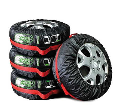 Калъфи за гуми, 4броя, Универсални, За съхранение и складиране, Черни