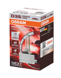 Крушка за фар xenon Osram D3S Night Breaker Laser +200%, 35W, PK32d-5, Кутия 1 брой