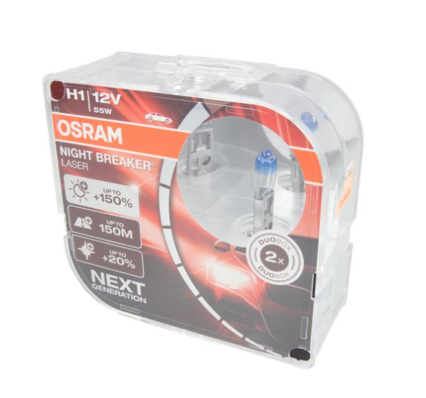 Крушка H1, 12V, 55W, цвят: бял, тип фасунга: P14,5S, серия: Night Breaker Laser 150+