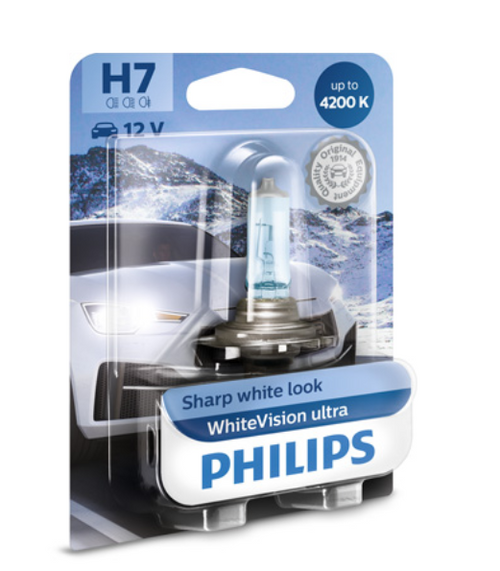 H7 PHILIPS 12V 55W PX26D WhiteVision Ultra, white 4200K